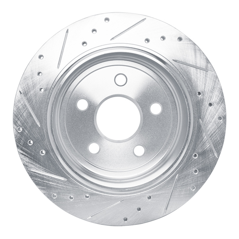 Dodge Durango Brake Rotor (1) - Rear Right - R1 Concepts - Drilled & Slotted - Silver - `11-`25